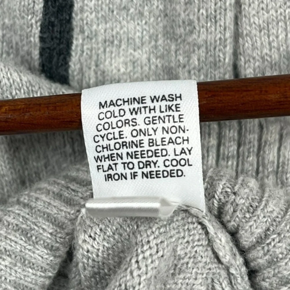 Express Full Zip Sweater Mens XL Grey Cotton Merino Wool Windowpane Mock Neck‎